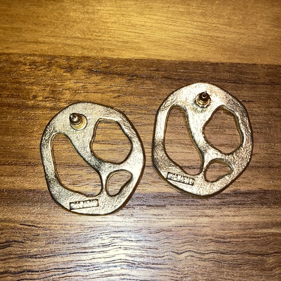 M. Jent Reptile Skin Textured Gold Tone Earrings - Picture 6 of 6